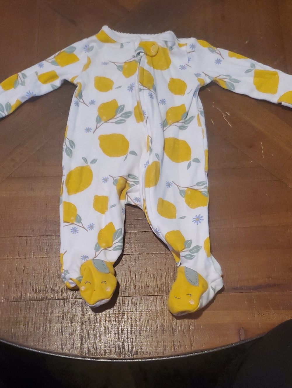 Carter's White Footed One-Piece with Yellow Lemon Print